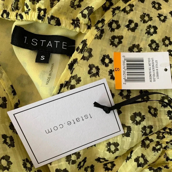 1. State Off the Shoulder Floral Print Maxi Dress Yellow Size S NWT - Picture 11 of 15